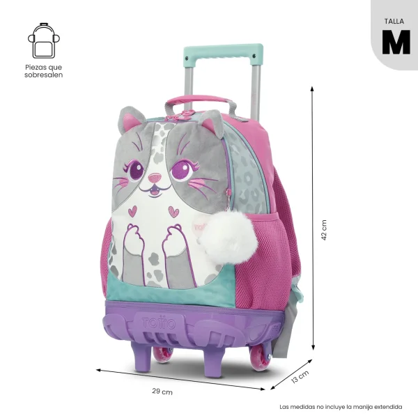 MOCHILA TOTTO ESCOLAR CARRO KIDS SUSSY GATITO - Imagen 3